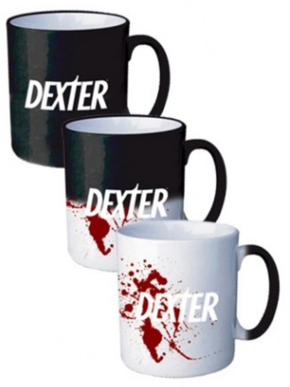 Dexter Black and White Color-Shift Mug with Red Splatter